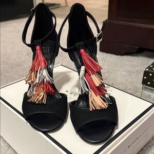 White House Black Market Black Heels with Colorful Tassels